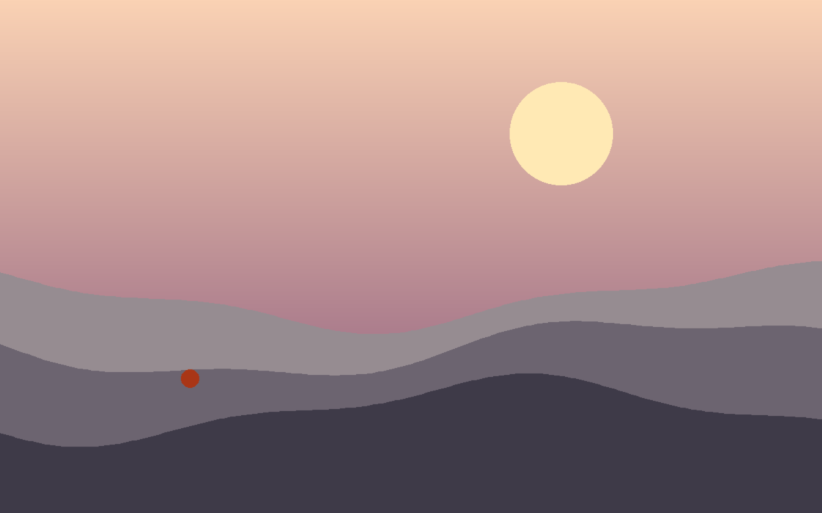 A dusk landscape, rendered crisp.